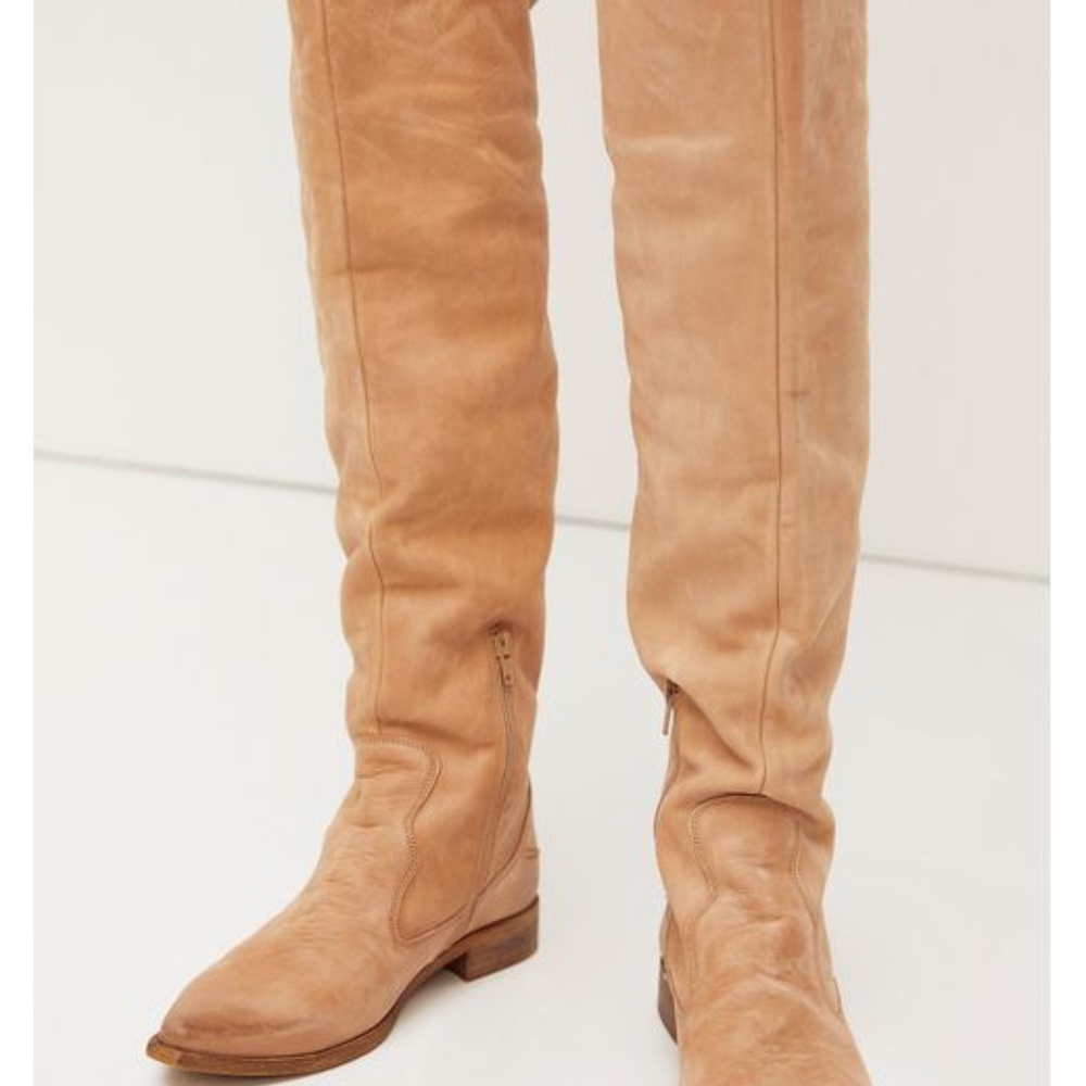 Free People Brenna Over-The-Knee Boots Natural Sz. 8 / 38 NWT